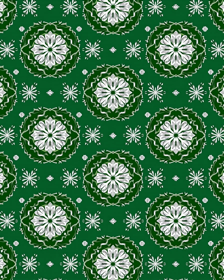 Emerald White Floral Medallion Mandala Rug