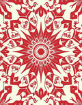 Bold Red Abstract Floral Mandala Design Rug
