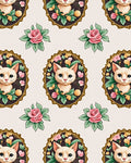 Whimsical Cat Portrait Floral Design Rug