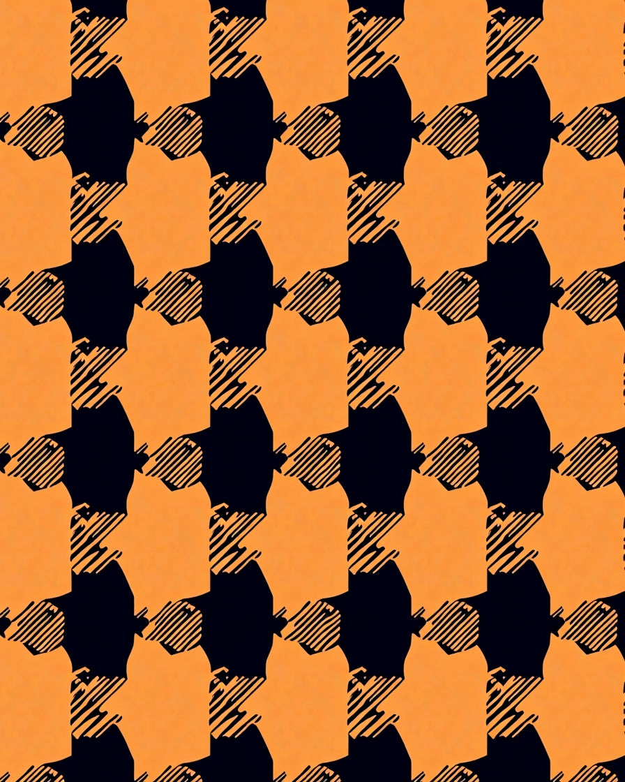 Bold Orange Black Checkered Pattern Rug