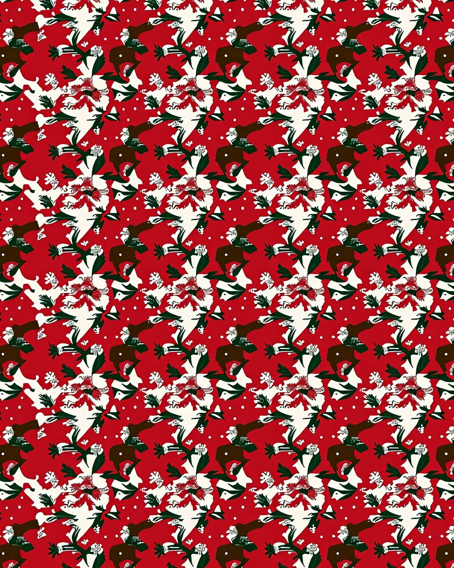 Bold Red Festive Floral Pattern Rug