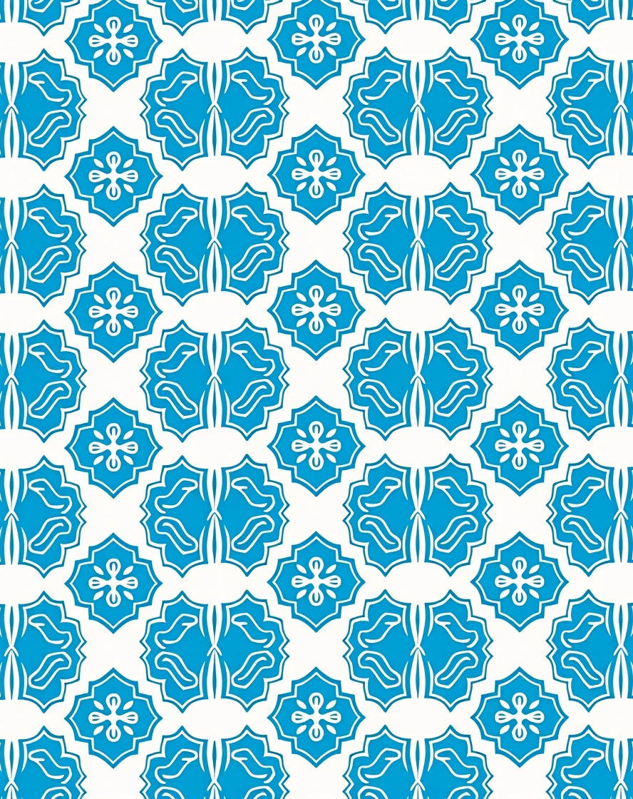 Intricate Blue Floral Motif Pattern Rug