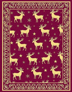 Regal Reindeer Star Border Design Rug