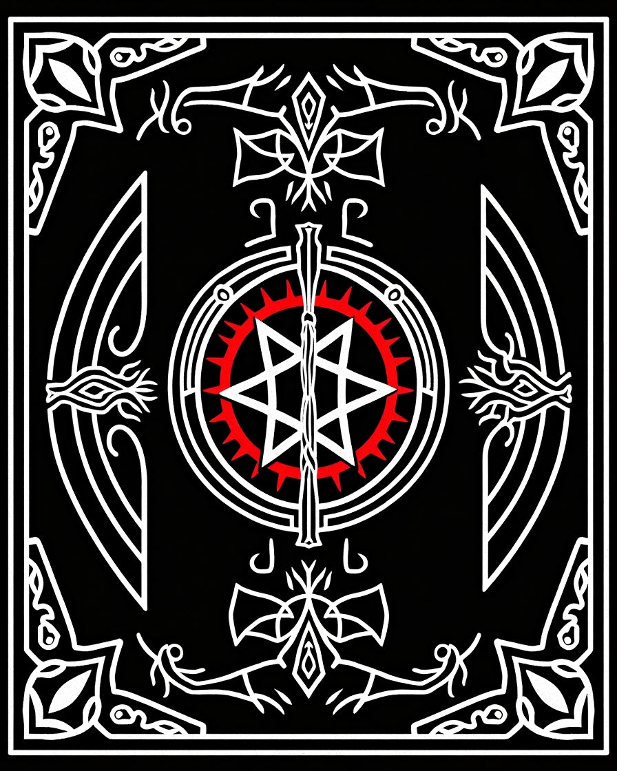 Gothic Star With Red Wheel Design Rug