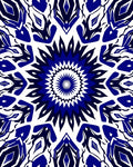 Bold Cobalt White Starburst Pattern Rug