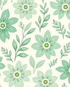 Green Floral Branches Pattern Rug