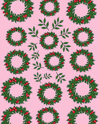 Festive Wreaths with Red Berries Pattern Rug