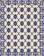 Classic Blue Beige Diamond Pattern Rug