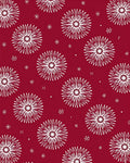 Floral Starburst Patterned Red Rug