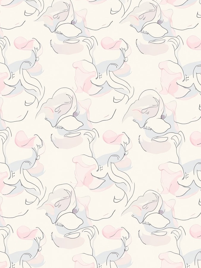 Soft Pastel Sketchy Floral Pattern Rug