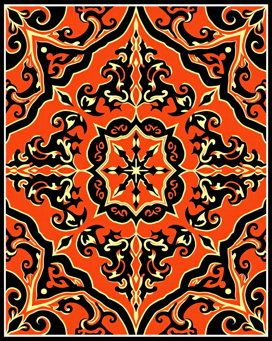 Bold Tribal Flame Pattern Rug