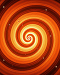 Vibrant Orange Swirl Star Pattern Rug