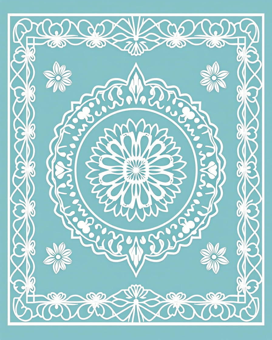 Intricate Floral Mandala Design Rug