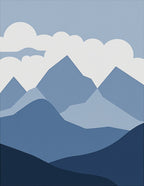 Blue Mountain Range Abstract Design Rug