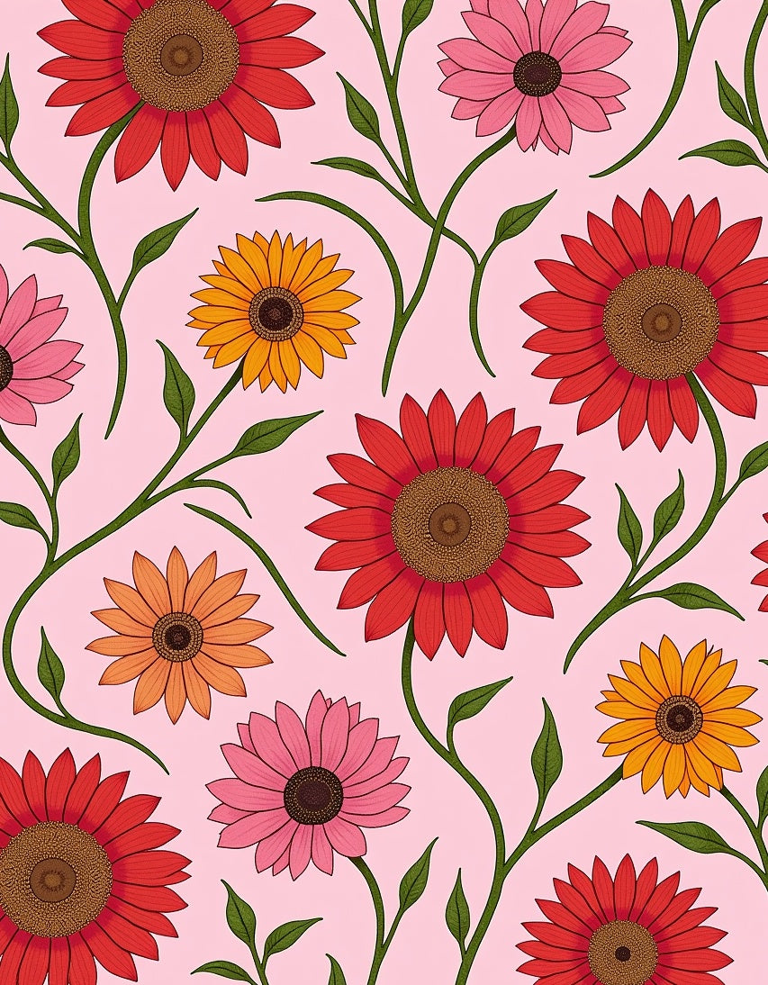 Whimsical Floral Vine Pattern Rug