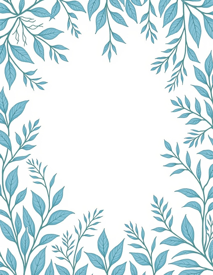 Teal Leafy Vine Border Design Rug
