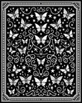 Black Butterfly Swirl Star Pattern Rug