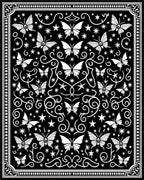 Black Butterfly Swirl Star Pattern Rug