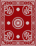 Classic Red With White Snowflake Motif Rug