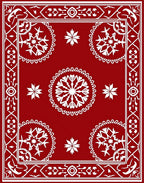 Classic Red With White Snowflake Motif Rug