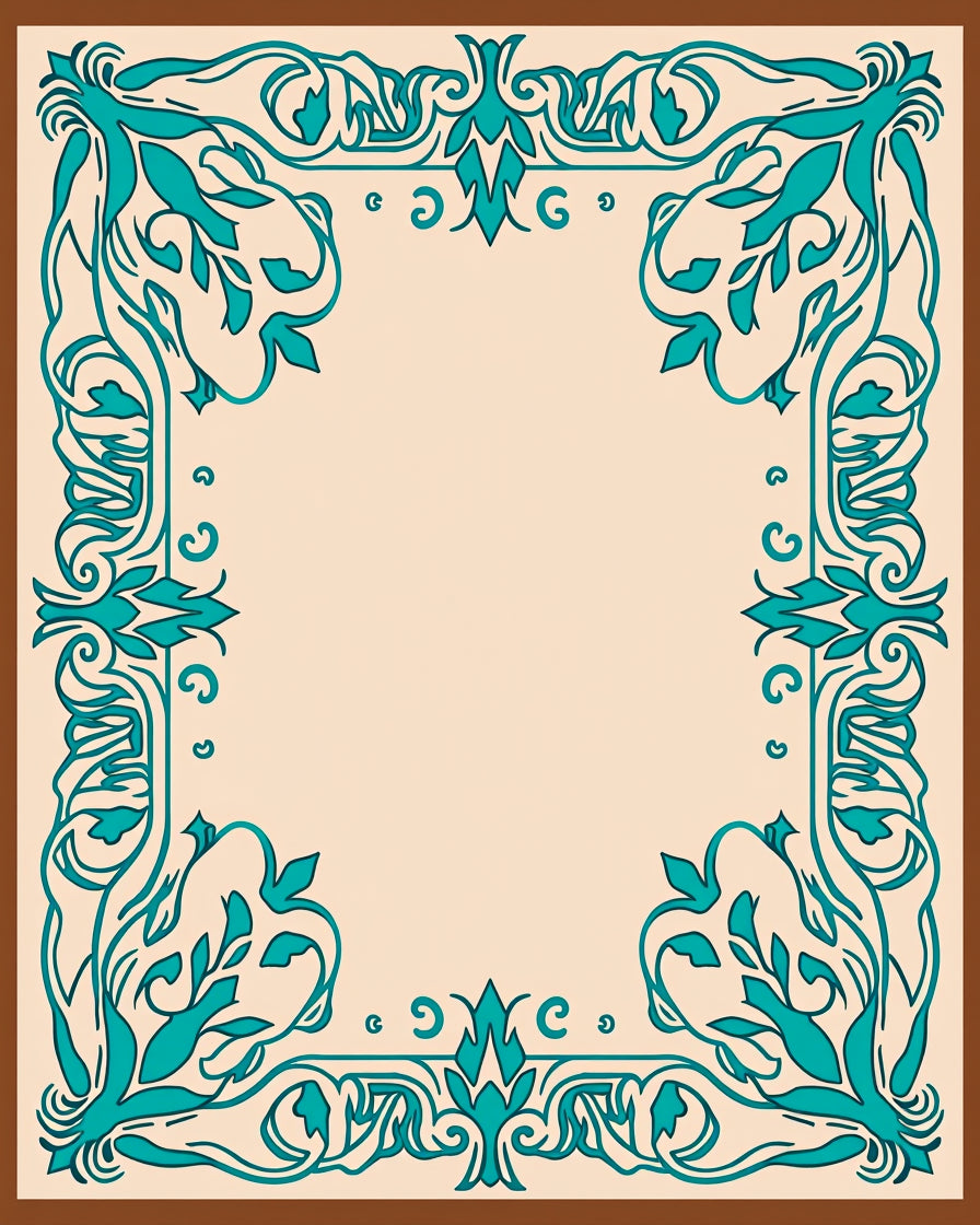 Elegant Teal Floral Vintage Design Rug