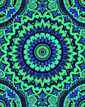 Symmetrical Blue Green Mandala Pattern Rug