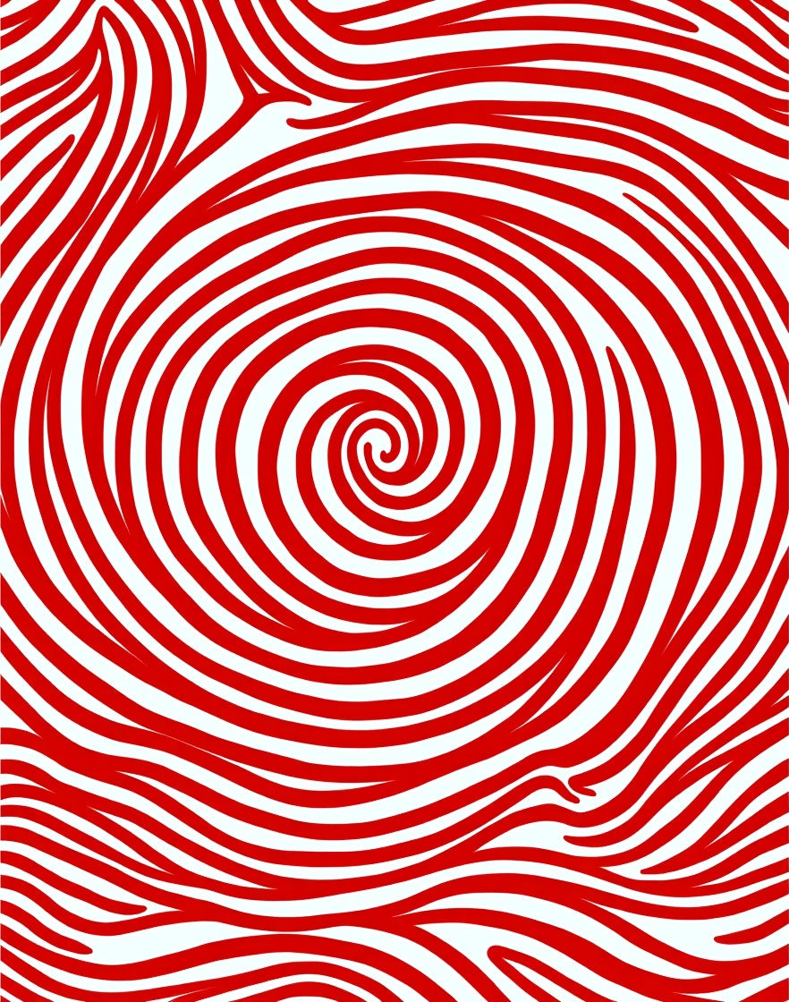 Red Swirl Stripe Abstract Pattern Rug