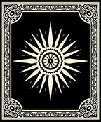 Black and Cream Sunburst Medallion Rug