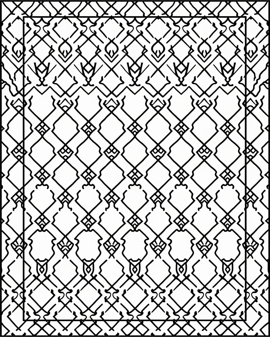 Intricate Lattice Patterned Graphic Rug