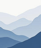 Layered Blue Mountain Landscape Rug