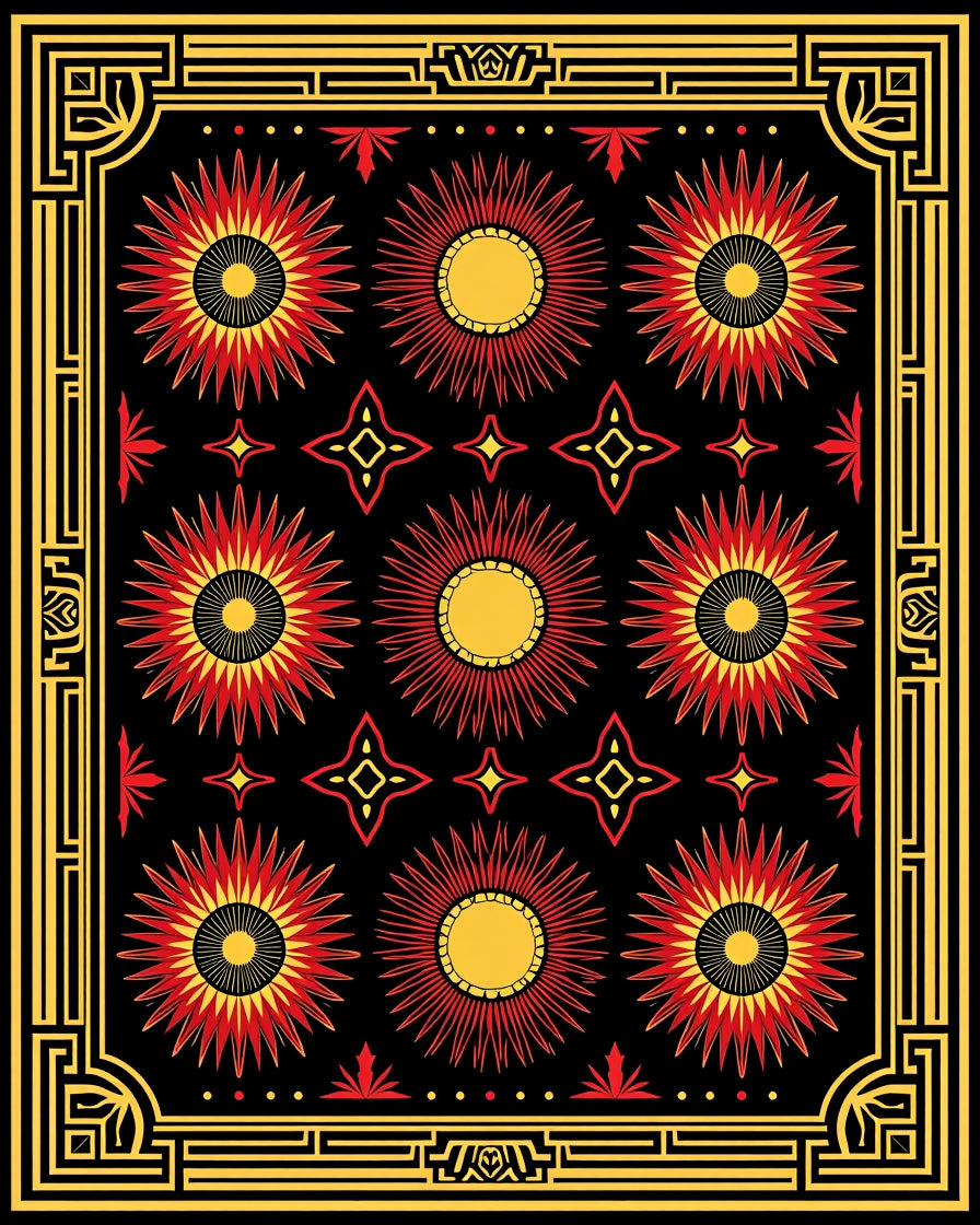 Bold Sunburst Geometric Design Rug