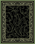 Elegant Black Yellow Vine Pattern Rug