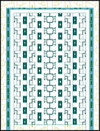 Geometric Teal White Repeating Pattern Rug