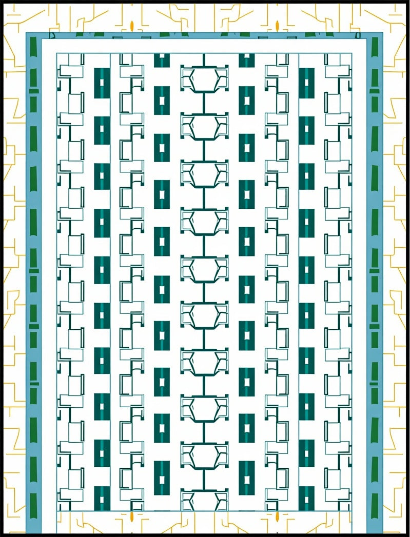Geometric Teal White Repeating Pattern Rug
