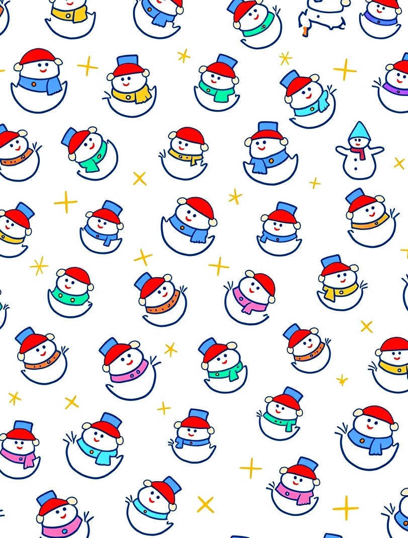 Playful Snowman Friends Colorful Scarf Scatter Rug