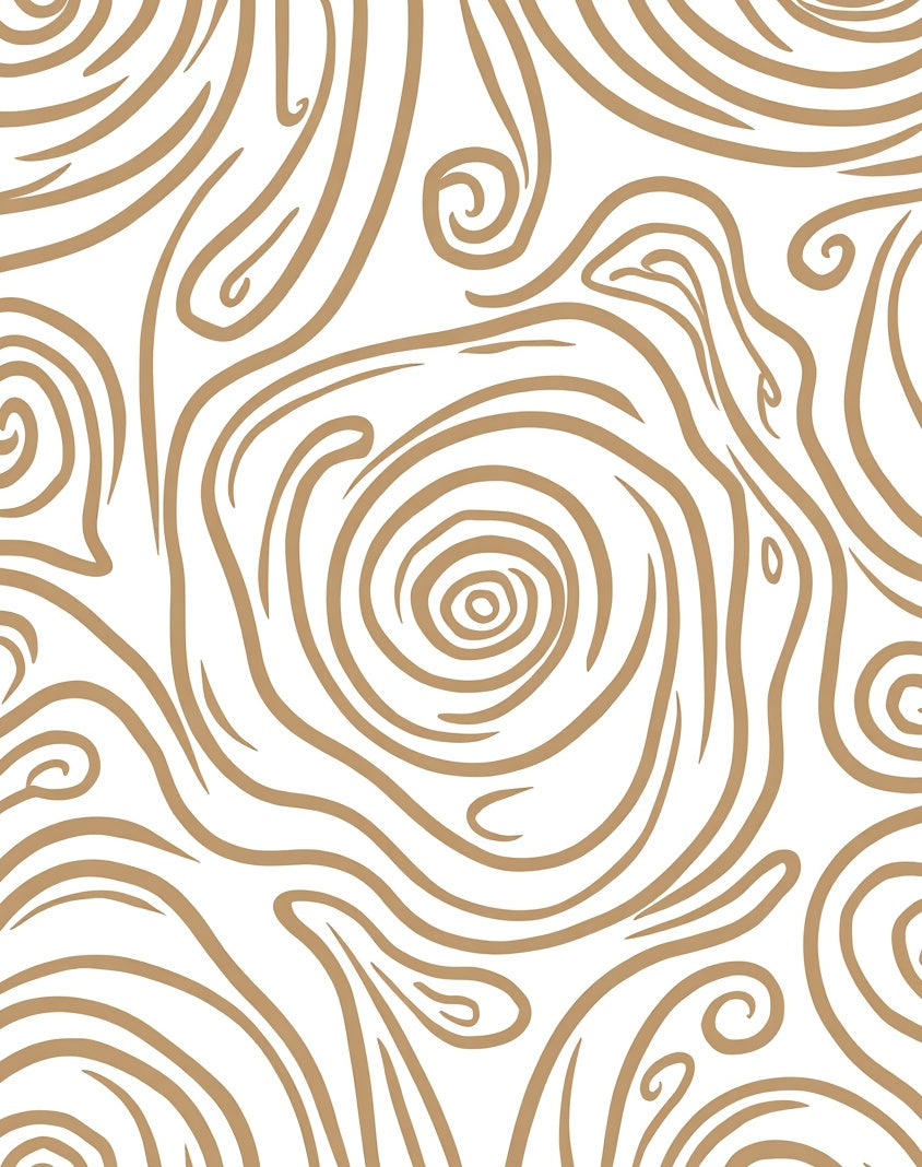 Brown Swirl Organic Wavy Pattern Rug