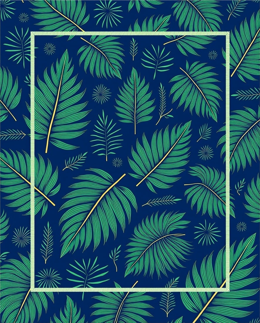 Tropical Leaf Pattern With Tan Accents Rug