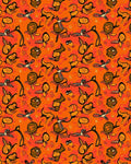 Whimsical Orange Brown Figural Pattern Rug