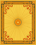 Geometric Sunburst Swirl Border Rug