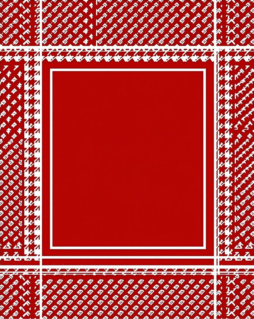 Classic Houndstooth Bordered Red Rug
