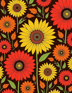 Bold Sunflower Leaf Pattern Rug