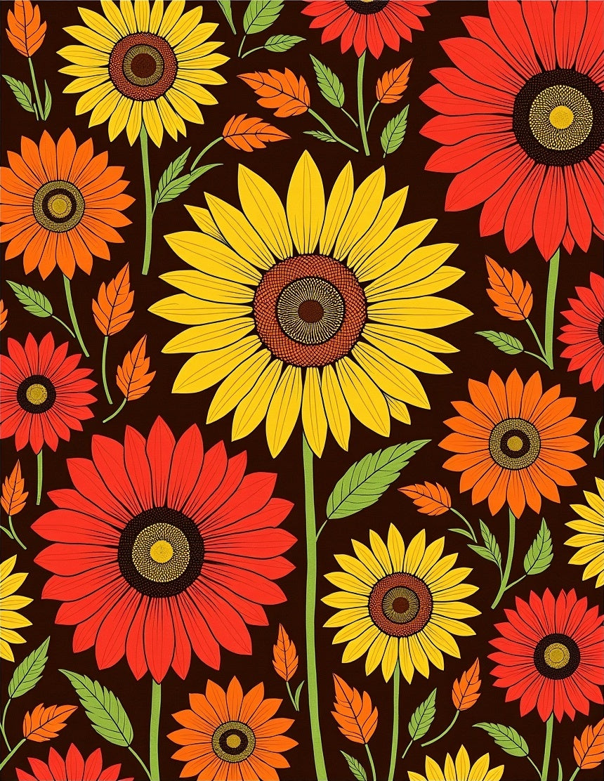 Bold Sunflower Leaf Pattern Rug