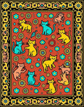 Whimsical Cats Flowers Playful Pattern Rug