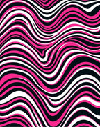 Pink Black White Wavy Pattern Rug