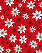 Bold Red Floral Illustration Pattern Rug