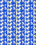 Bold Blue White Abstract Pattern Rug