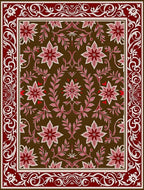 Floral Vine Pattern With Decorative Border Rug