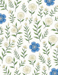 Delicate Blue Cream Floral Sprig Pattern Rug