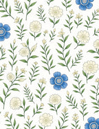 Delicate Blue Cream Floral Sprig Pattern Rug