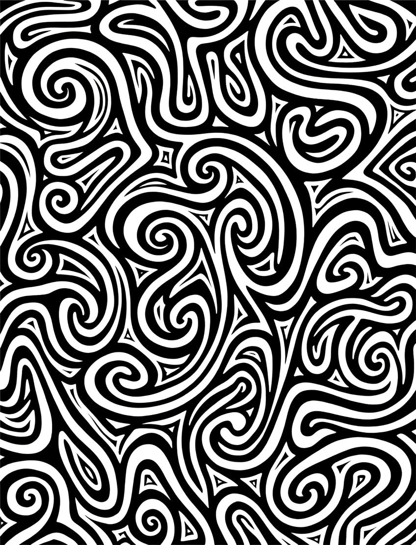 Black White Swirl And Triangle Pattern Rug